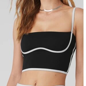 Alo Yoga Airbrush Streamlined Bra Tank - XS, black/white - NWOT